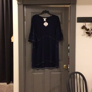NWT Boutique Paisley Vine Tunic/Dress -Navy /Wh